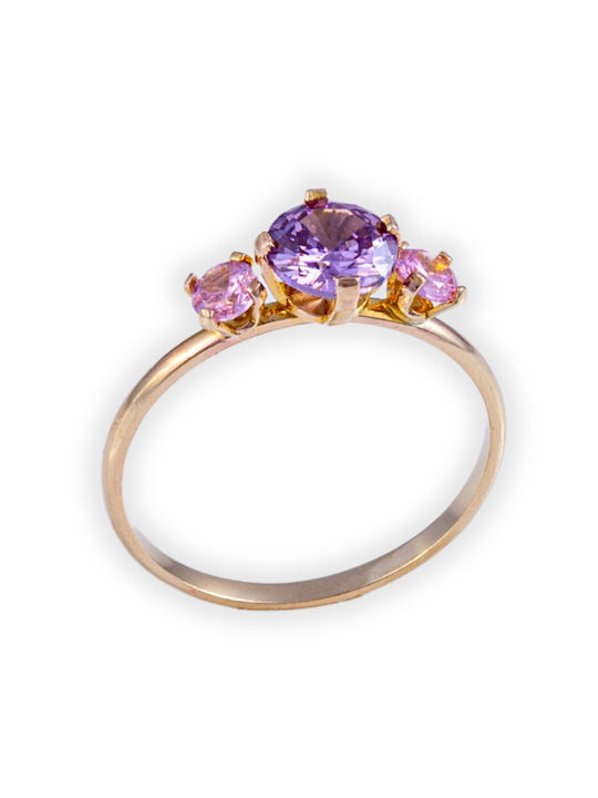 Senzio Belibasakis Ring with Zircon made of Rose Gold 14K