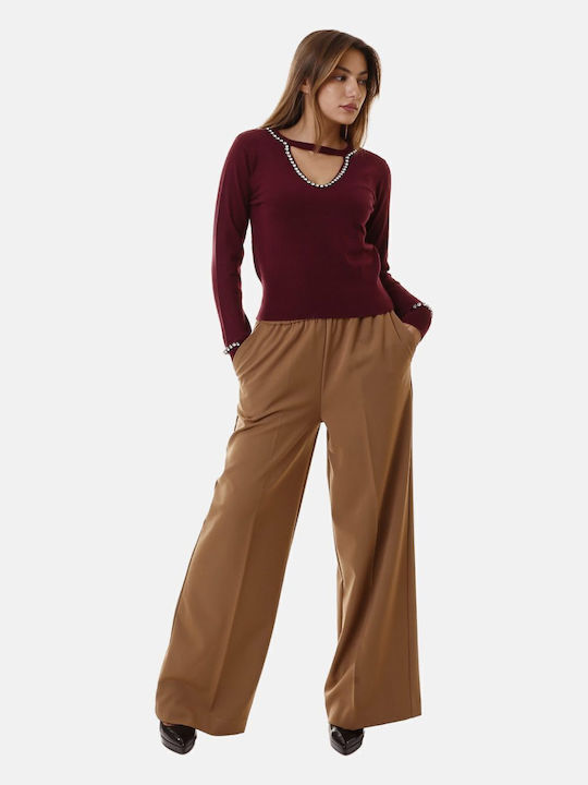 Dama Tesatura Pantaloni Tabac maro