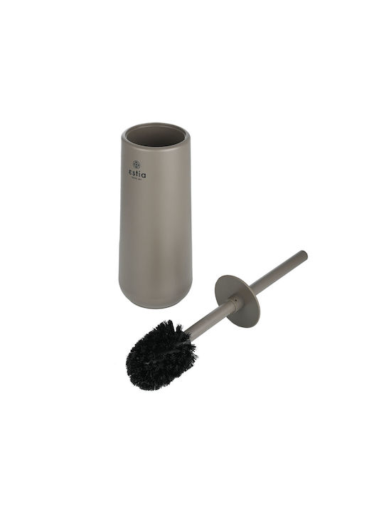Estia Fjord Plastic Toilet Brush and Basket Set Soft Close 5lt Beige