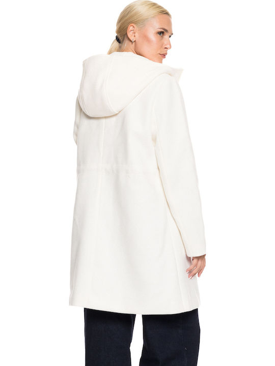 Μακρύ Γυναικείο Μπουφάν για Χειμώνα Off White