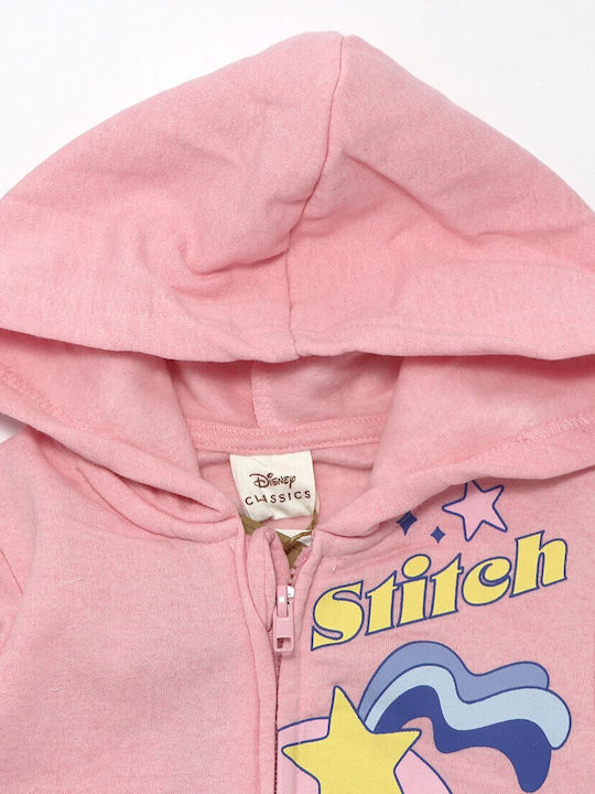 Disney Kids Sweatshirt Cardigan Cotton with Hood Pink