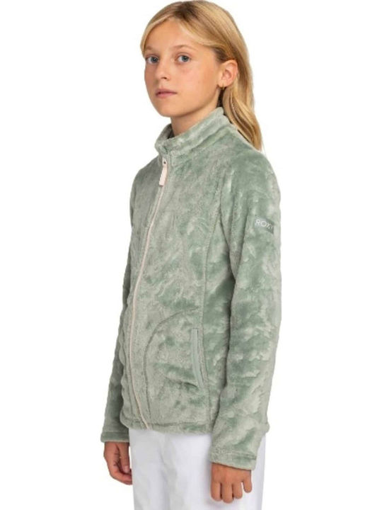 Kinderstrickjacke Fleece mit Kapuze Grün Snow Igloo