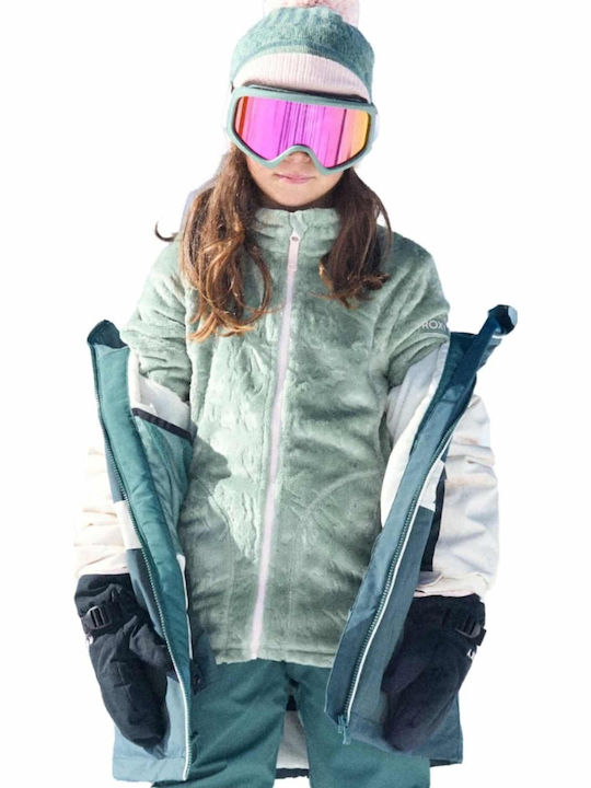 Kinderstrickjacke Fleece mit Kapuze Grün Snow Igloo