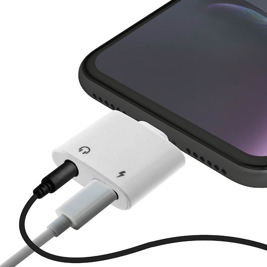 Adaptor Încărcare Audio Priză iPhone iPad iPod Jack 3.5mm Femelă Alb