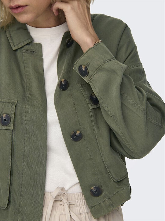 Women's Short Lifestyle Jacket for Winter Khaki
