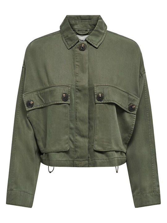 Women's Short Lifestyle Jacket for Winter Khaki