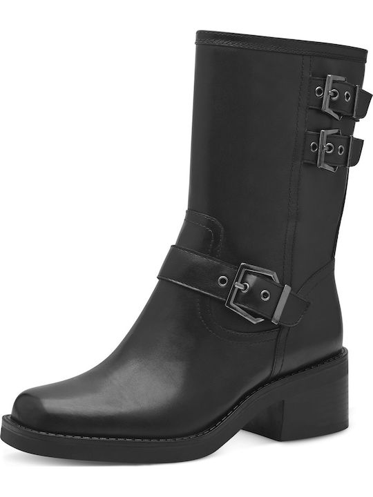 Leder Stiefeletten Damen Schwarz