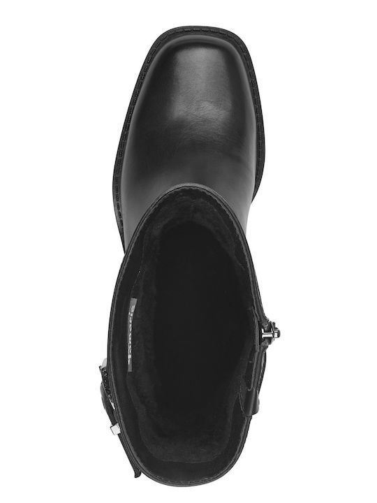 Leder Stiefeletten Damen Schwarz