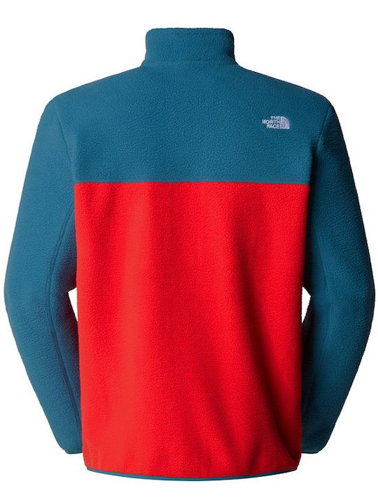 The North Face Men's Fleece Cardigan with Zipper High Risk Red, Mallard Blue