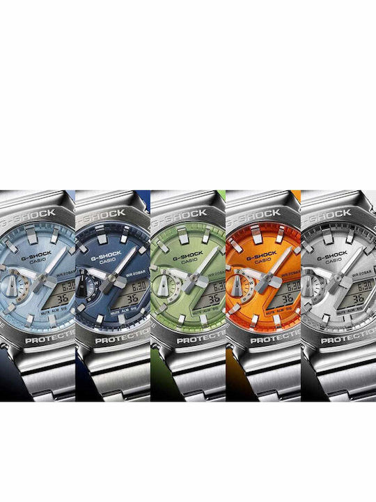 Casio G-shock Digital Men's Watch Chronograph Battery with Silver Metal Bracelet