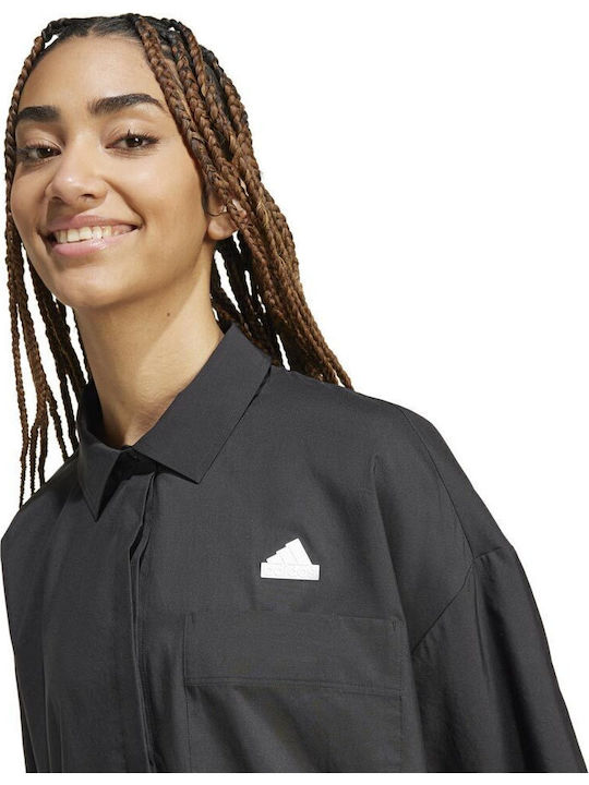 Express Shirt Μακρυμάνικο Γυναικείο Πουκάμισο Μαύρο