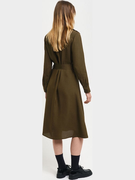Midi Shirt Dress Khaki