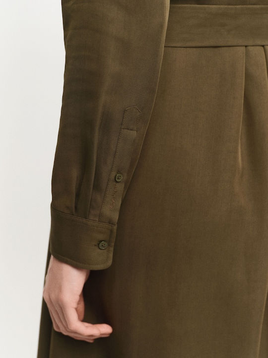 Midi Shirt Dress Khaki