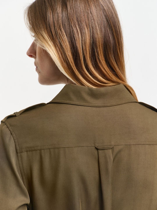 Midi Shirt Dress Khaki