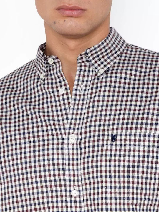 The Bostonians Long-sleeved Cotton Shirt Checked Beige