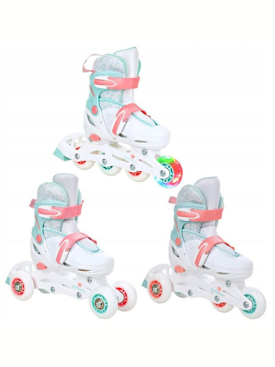 Patine cu rotile ajustabile Croxer Inez Led 3in1 alb turcoaz XS 26-29