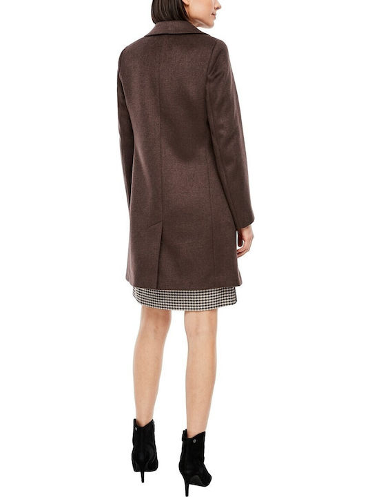 Women's Brown Coat with Buttons
