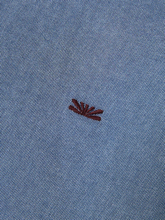 Langärmlig Baumwolle Hemd Blau