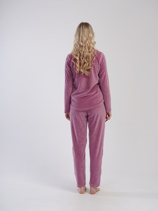 Vienetta Secret Winter Women's Pyjama Set Velvet Pink