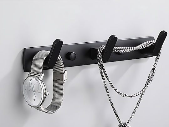 Triple Wall-Mounted Bathroom Rail 24.5x3.5cm Black Triple Wall-Mounted Bathroom Rail 24.5x3.5cm Black