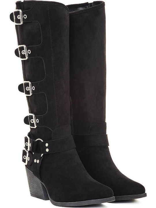 Black Western Boots with Decorative Buckles