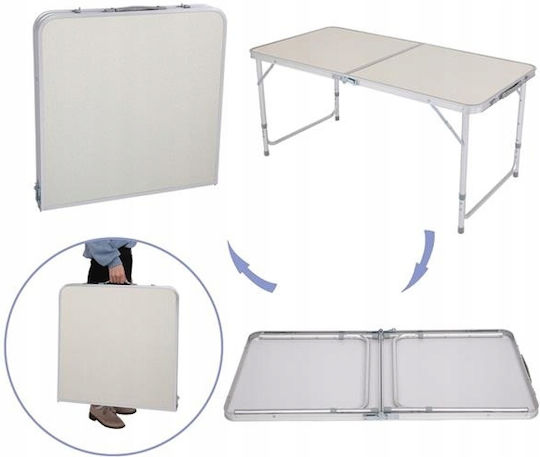 Сгъваема метална маса градинска плажна пикник MDF плот 60x40x27см R
