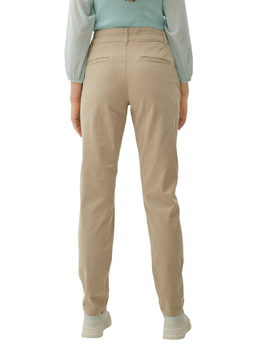 Damen Stoff Hose in Geradem Schnitt Beige