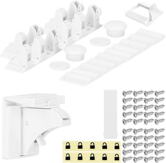 Siguranță pentru dulap și sertar cu magnet din Plastic în Culoare Alb 3.5x3.5cm 4buc