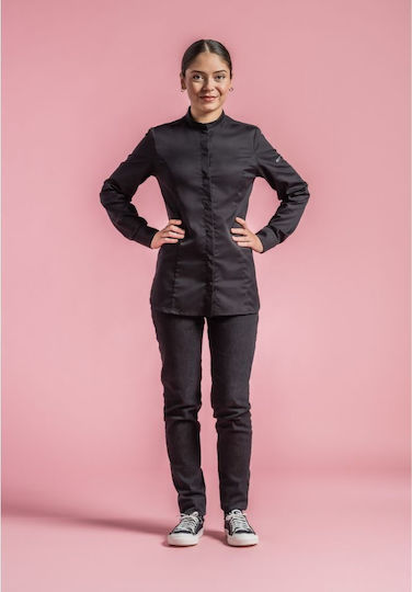 Clement Design Mantel Koch Damen Schwarz mit Langärmelig Khao