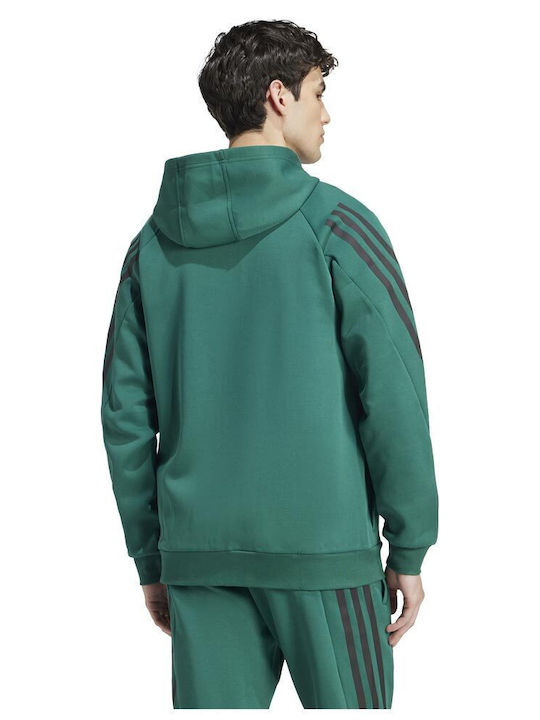 Adidas Future Icons 3-stripes Men's Sweatshirt Jacket with Hood and Pockets Green