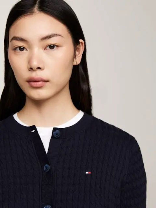 Tommy Hilfiger Cable Γυναικεία Πλεκτή Ζακέτα σε Μπλε Χρώμα