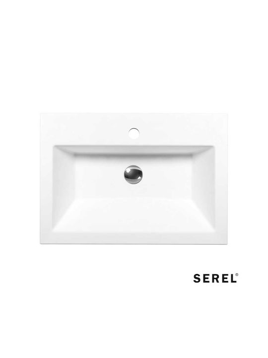 Serel Επικαθήμενος Νιπτήρας Πορσελάνης 60x42cm White