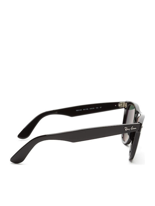 Ray Ban Wayfarer Unisex Sunglasses with Black Plastic Frame and Green Polarized Lens RB2140 901/58