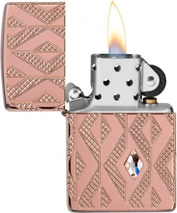 Zippo Armor Geometric Diamond Feuerzeug Flamme in Rose Gold Farbe