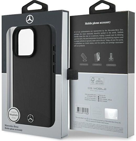 Mercedes-Benz Umschlag Rückseite Kunststoff / Leder Schwarz (iPhone 17 Pro Max / iPhone 17 Pro / iPhone 16 Pro Max)