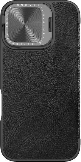 Nillkin Qin Prop Umschlag Rückseite Leder Schwarz (iPhone 16)
