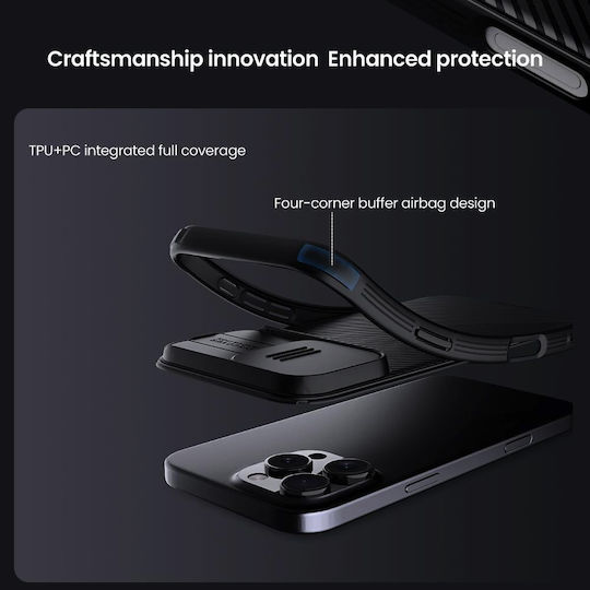 Nillkin Camshield Pro Magnetic Umschlag Rückseite Kunststoff / Silikon 1mm Schwarz (iPhone 17 Pro / iPhone 16 Pro)