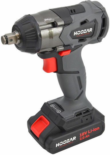 Hoozar Brushless Μπουλονόκλειδο Μπαταρίας 18V 2x2Ah με Υποδοχή 1/2"