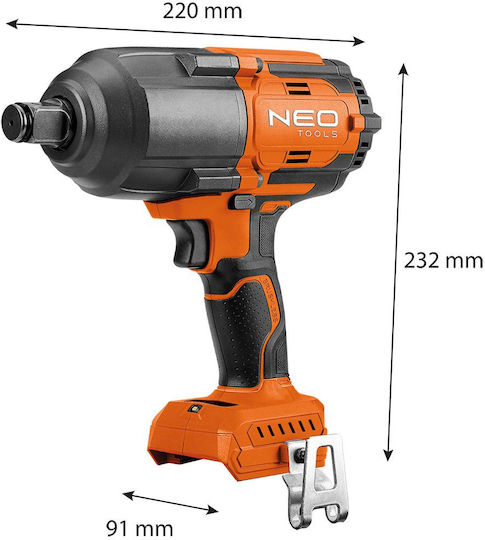 Neo Tools 04-618 Безчетков Ударен гайковерт Соло с Приемник 1/2"