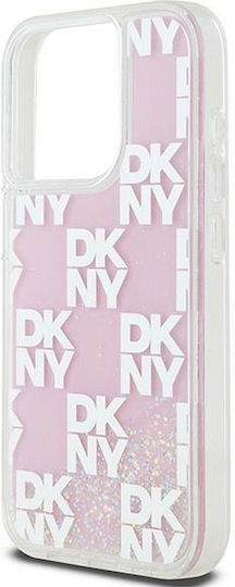 DKNY Liquid Glitter Checkered Pattern Back Cover Plastic / Silicon Roz (iPhone 15 Pro)