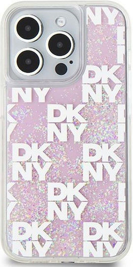DKNY Liquid Glitter Checkered Pattern Back Cover Plastic / Silicon Roz (iPhone 15 Pro)