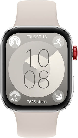 Huawei Watch Fit 3 Aluminium 43mm Αδιάβροχο με Παλμογράφο (Λευκό)
