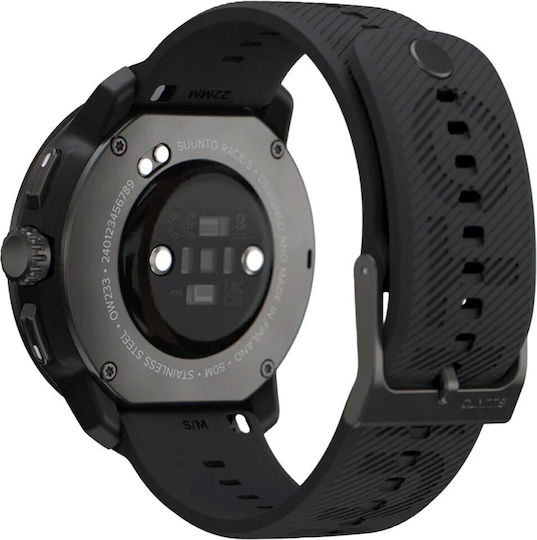 Suunto Race S Stainless Steel 45mm Waterproof Smartwatch with Heart Rate Monitor (Black)