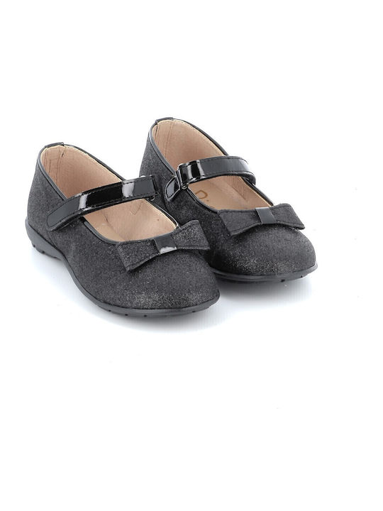 Balerini copii Anatomic cu închidere Hoop & Loop de Piele Negre