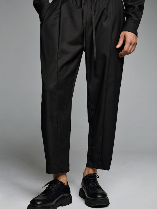 Men's Elastic Black Trousers