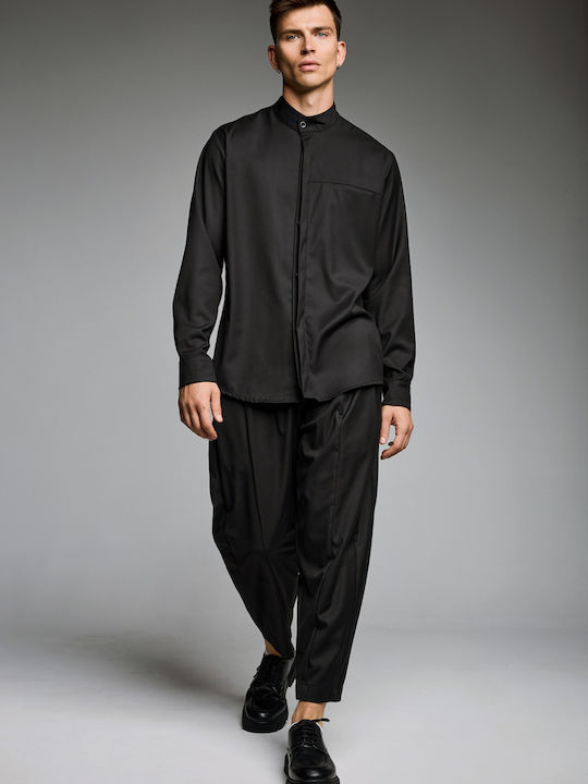 Men's Elastic Black Trousers