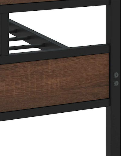Half Double Metal Bed Brown with Slats for Mattress 107x203cm
