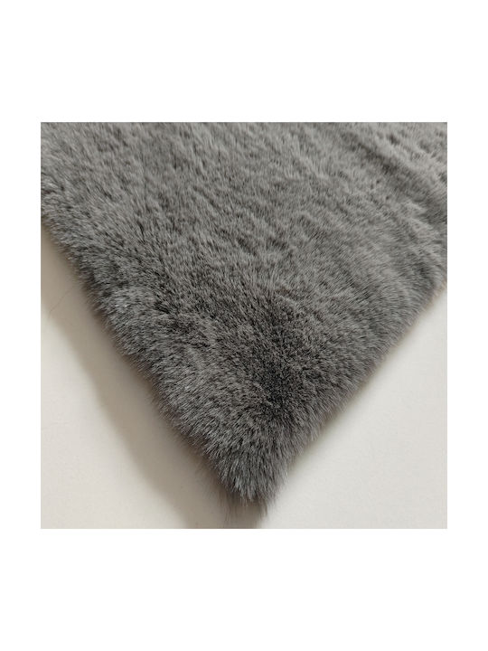 Newplan Puffy Anti-slip Rug Rectangular Furry Dark Grey