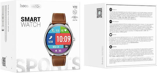 Hoco Y22 Call Version Smartwatch με Παλμογράφο (Ασημί)