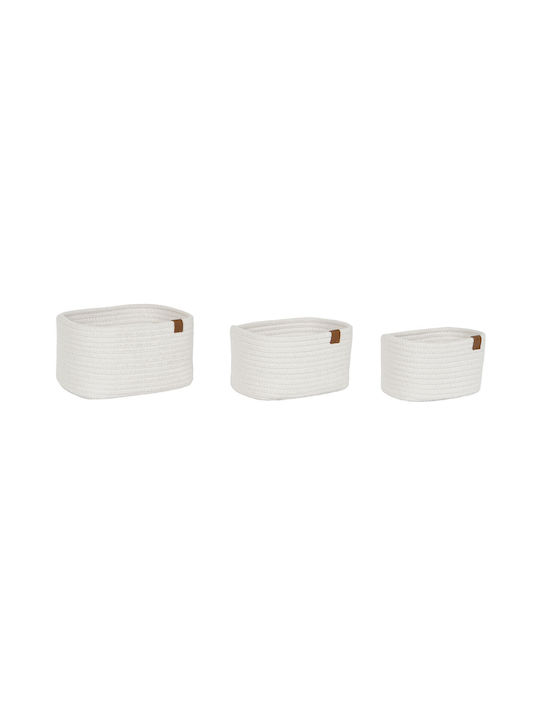 Set of Decorative Baskets Straw White 25x20x14cm 3pcs Home Esprit